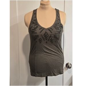 NWT Dynamite tank top, size L, olive green with black & silver beaded accent